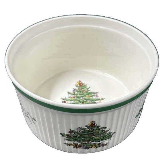Spode Christmas Tree Porcelain Souffle Dish Serving Bowl 3 Pint Made in England - Picture 2 of 8